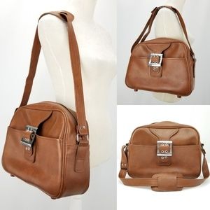 70s Vegan Leather Vinyl Locking Carry Bag Purse